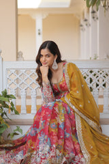 PINK & PURPLE ZARI EMBROIDERED GOWN