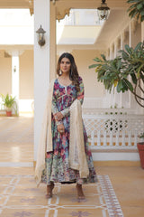 PINK & PURPLE ZARI EMBROIDERED GOWN