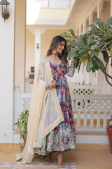 PINK & PURPLE ZARI EMBROIDERED GOWN