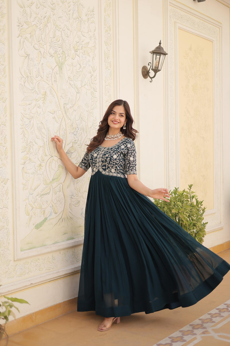 Faux Blooming with Zari &Sequins Embroidery Gown