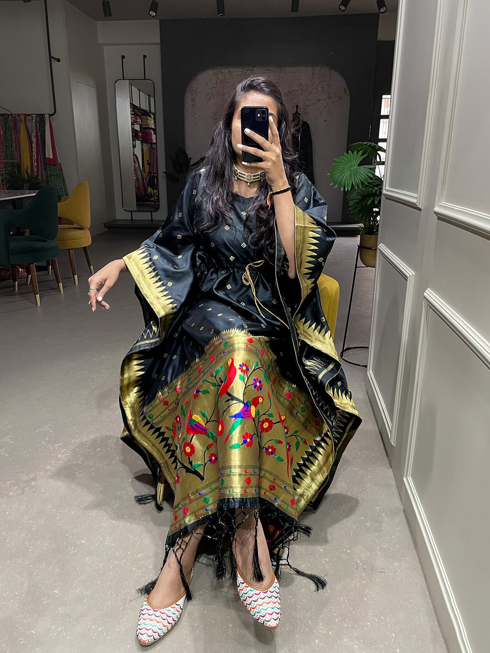 Stunning Jacquard Paithani Kaftan
