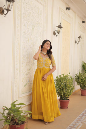 Faux Blooming with Zari &Sequins Embroidery Gown