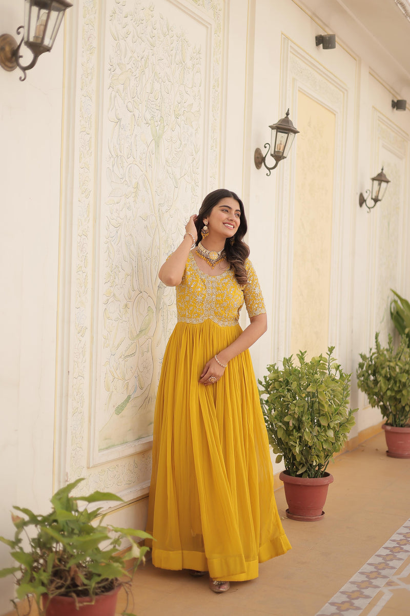 Faux Blooming with Zari &Sequins Embroidery Gown