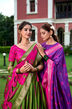 PINK & GREEN Shibori Print Dola Silk Lehenga