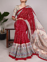 Fusion of Madhubani & Bandhej Saree