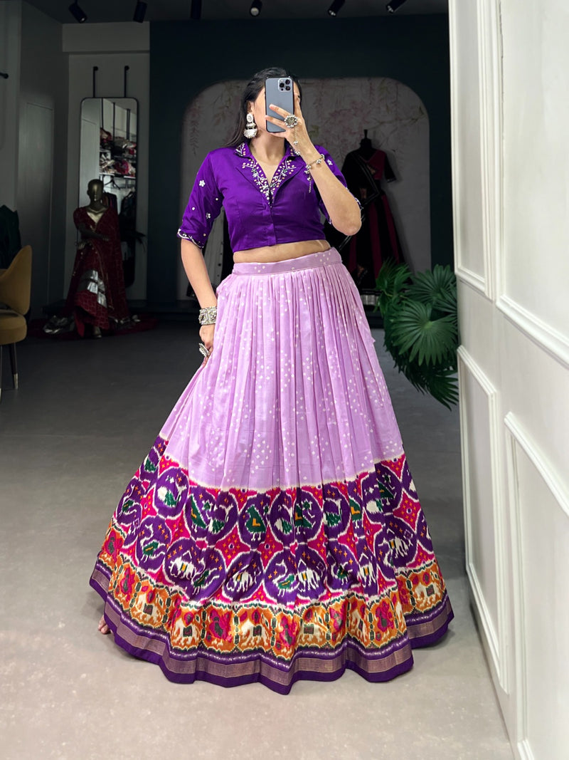 Purple & Black Bandhej Patola Co-ord Lehenga