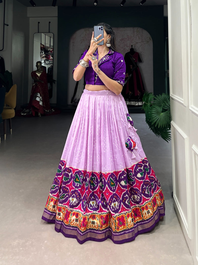 Purple & Black Bandhej Patola Co-ord Lehenga