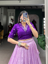 Purple & Black Bandhej Patola Co-ord Lehenga