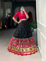 Purple & Black Bandhej Patola Co-ord Lehenga