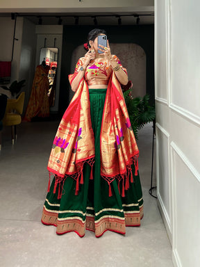 Green Paithani Lehenga Choli