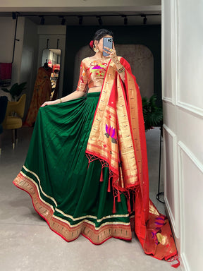Green Paithani Lehenga Choli