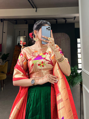 Green Paithani Lehenga Choli