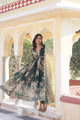 GREEN COLOUR  ZARI &SEQUINS EMBROIDERY GOWN