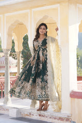 GREEN COLOUR  ZARI &SEQUINS EMBROIDERY GOWN