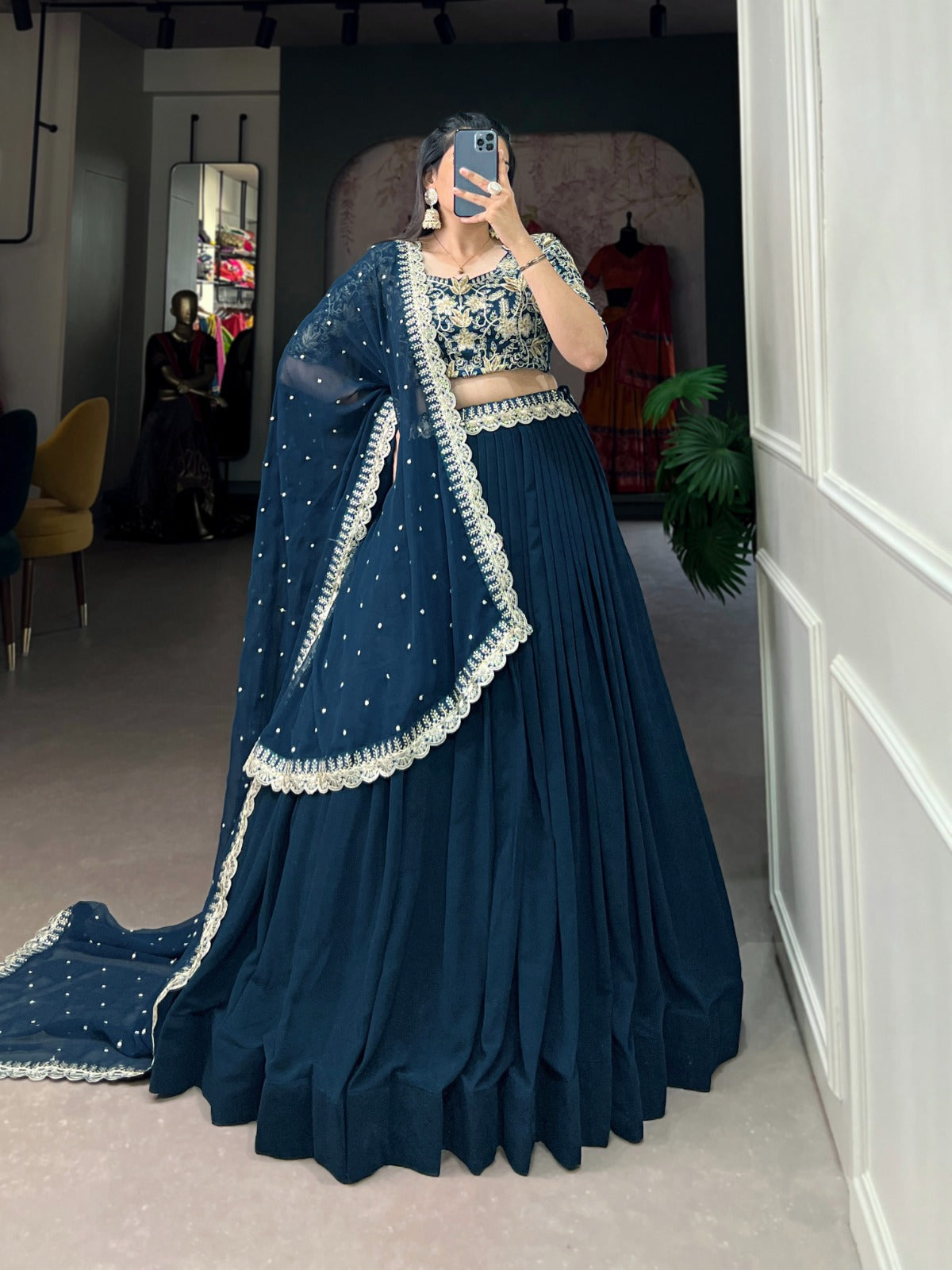 ROYAL BLUE COLOUR GEORGETTE LEHENGA CHOLI