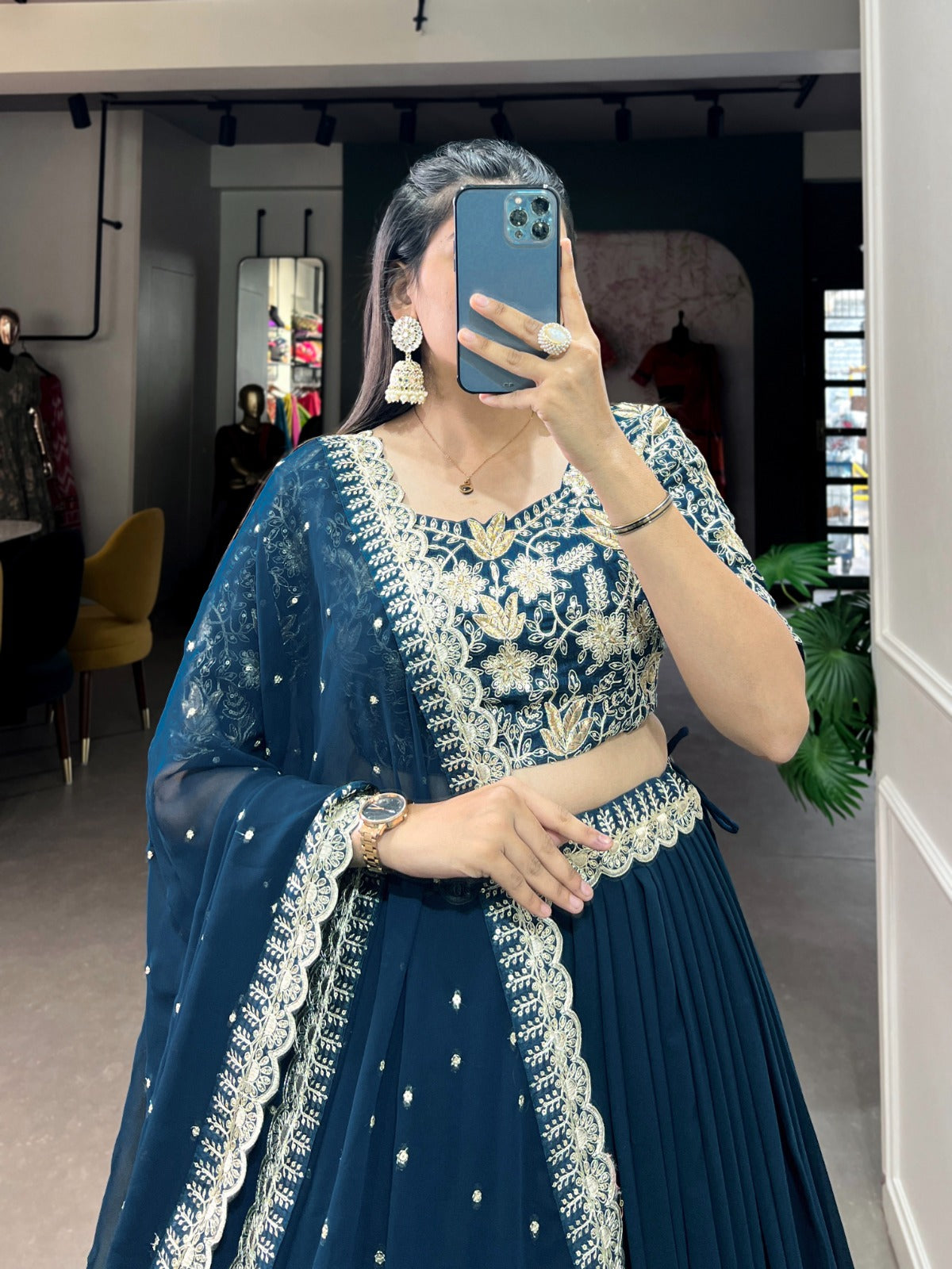 ROYAL BLUE COLOUR GEORGETTE LEHENGA CHOLI