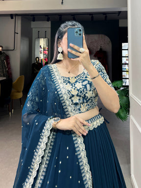 ROYAL BLUE COLOUR GEORGETTE LEHENGA CHOLI