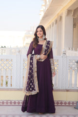 PINK, BLACK & WINE Faux Blooming Gown with Dupatta