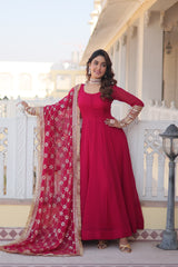 PINK, BLACK & WINE Faux Blooming Gown with Dupatta