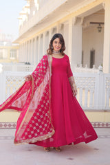 PINK, BLACK & WINE Faux Blooming Gown with Dupatta