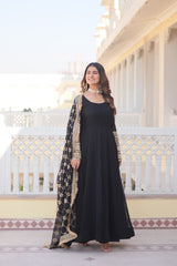 PINK, BLACK & WINE Faux Blooming Gown with Dupatta