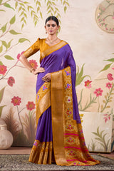 Tussar Checks with Patola Print Saree