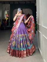 Purple Kalamkari Elegance Dola Silk Lehenga Choli