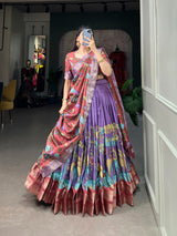 Purple Kalamkari Elegance Dola Silk Lehenga Choli