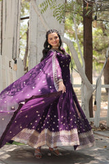 MAROON & PURPLE GOWN WITH DUPATTA