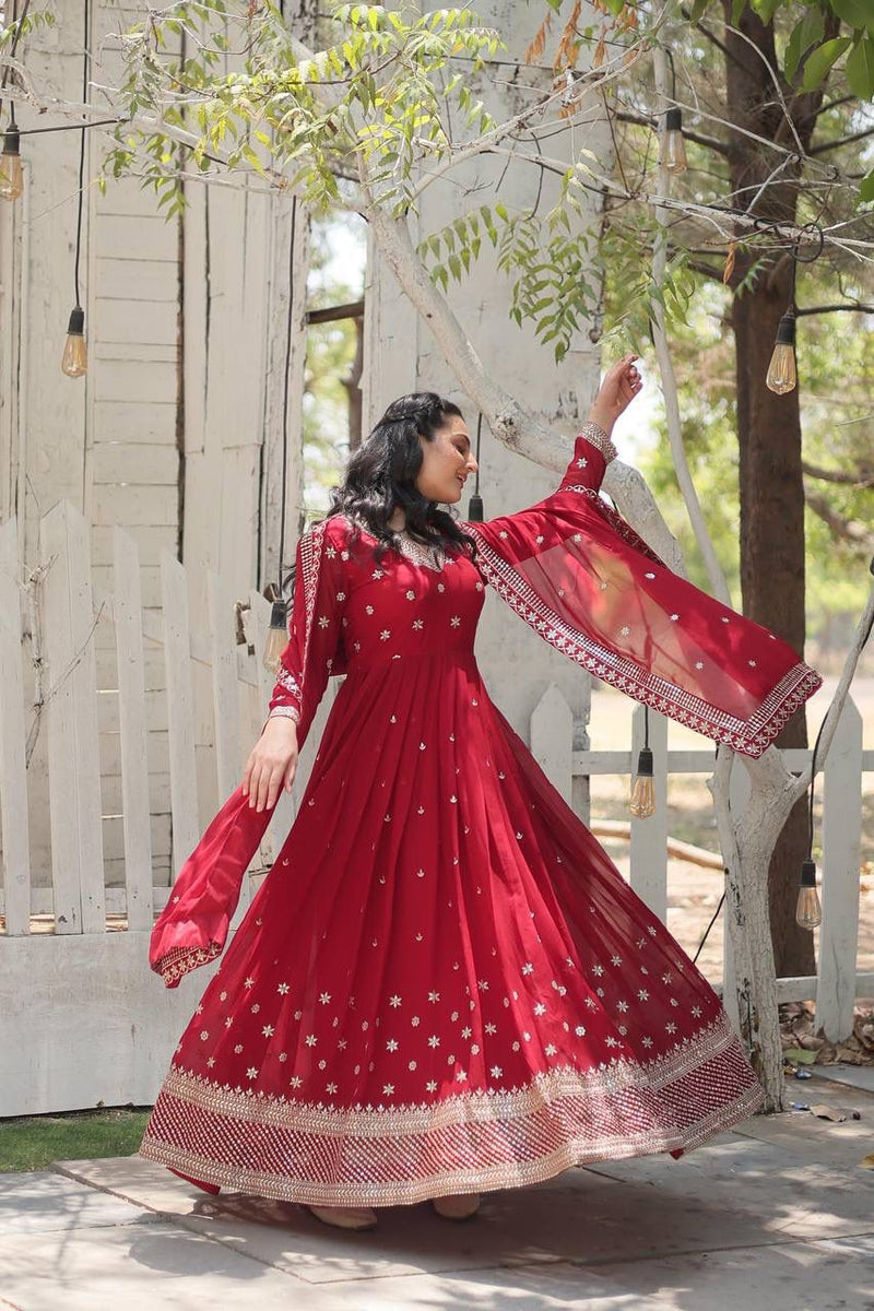 MAROON & PURPLE GOWN WITH DUPATTA