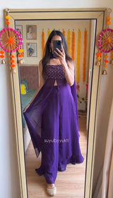 Purple Georgette with Embroidery Sequins