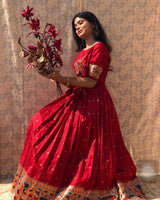 Timeless Red Jacquard Silk Paithani Gown