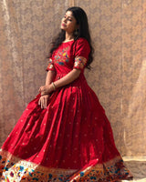 Timeless Red Jacquard Silk Paithani Gown