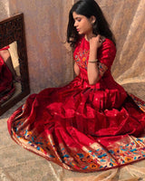 Timeless Red Jacquard Silk Paithani Gown