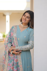 GORGETTE ZARI EMBROIDERY READY TO WEAR GOWN