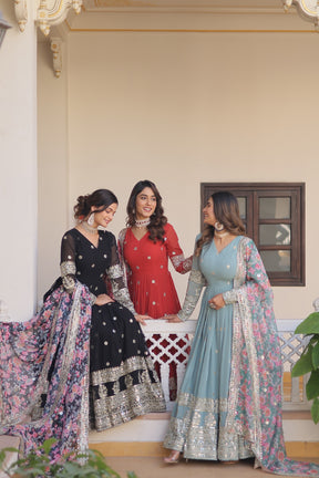GORGETTE ZARI EMBROIDERY READY TO WEAR GOWN