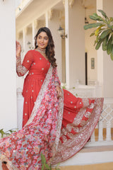 GORGETTE ZARI EMBROIDERY READY TO WEAR GOWN