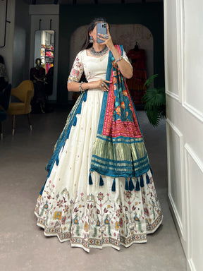 KHADI COTTON ELEGANCE LEHENGA CHOLI WITH GAJI SILK DUPATTA