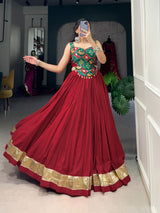 Red Rayon and Silk Fusion lehenga