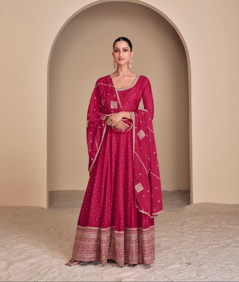 Pure Viscose Jacquard Silk Embroidered Suit Set