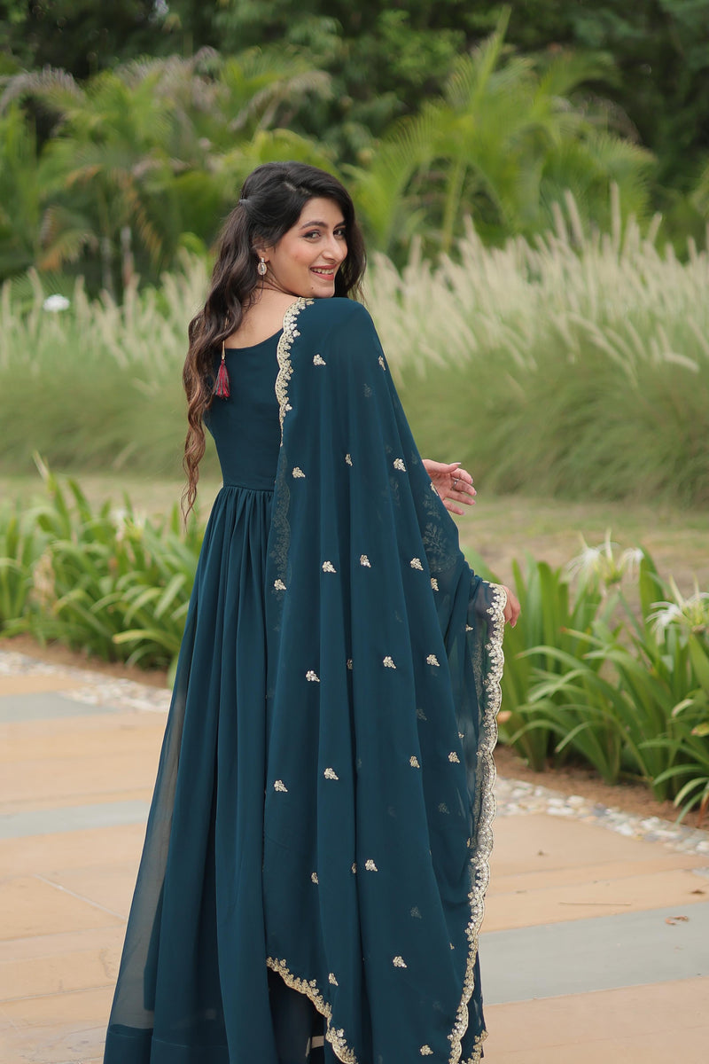 Faux Blooming with Sequins-Multi & Zari Embroidery Gown