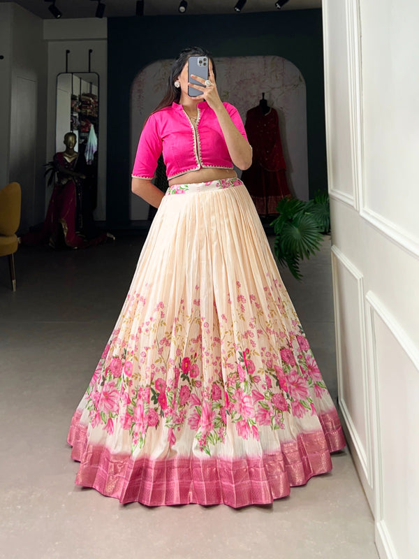 Pink & Green Cotton Silk Co-ord Set Lehenga Choli