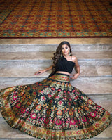 Black Banarasi Silk Lehenga Choli Set