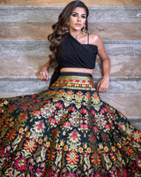 Black Banarasi Silk Lehenga Choli Set