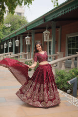 Maroon Rangoli Silk with Sequins & Thread Embroidery Lehenga