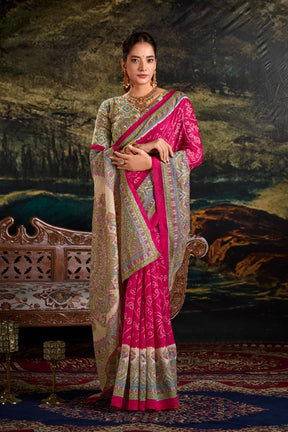 Fusion of Madhubani & Bandhej Saree