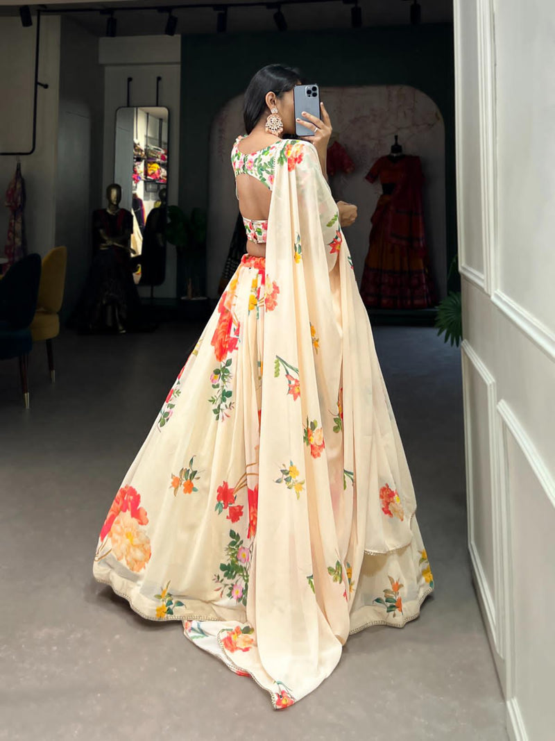 Floral Print Georgette Lehenga Choli