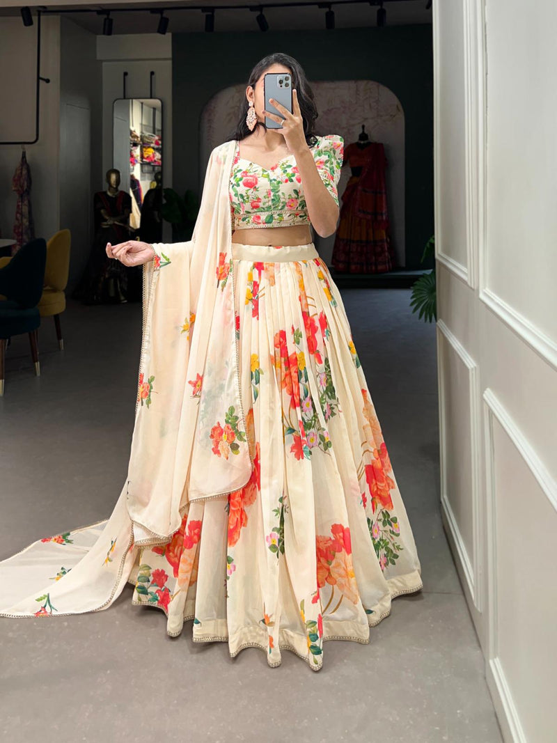 Floral Print Georgette Lehenga Choli