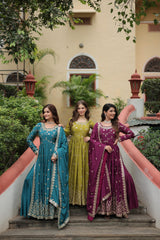 Rama, Parrot & Wine Sharara Suit