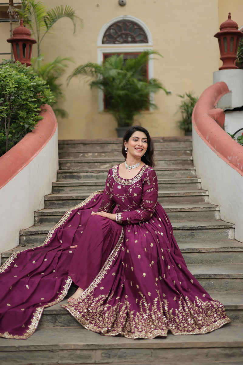 Rama, Parrot & Wine Sharara Suit